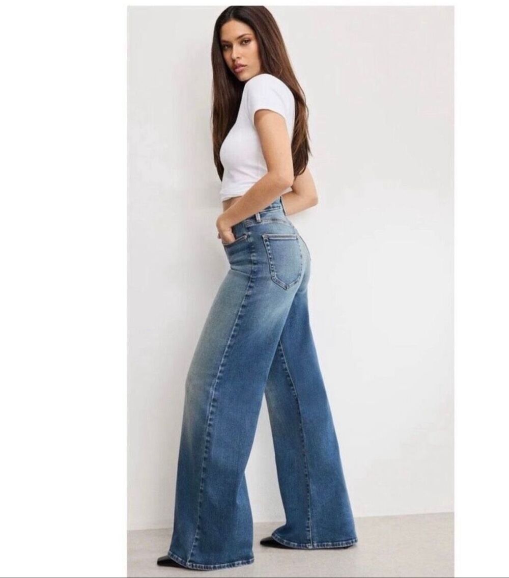 Good American Good Waist Palazzo Wide Leg Jeans Size 0